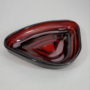 Vtg Royal Ruby Triangular Relish Insert Glass Dish
